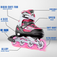 Inline Skate Roller Blades Adjustable Skating Shoes Pink S(EU 29-32)