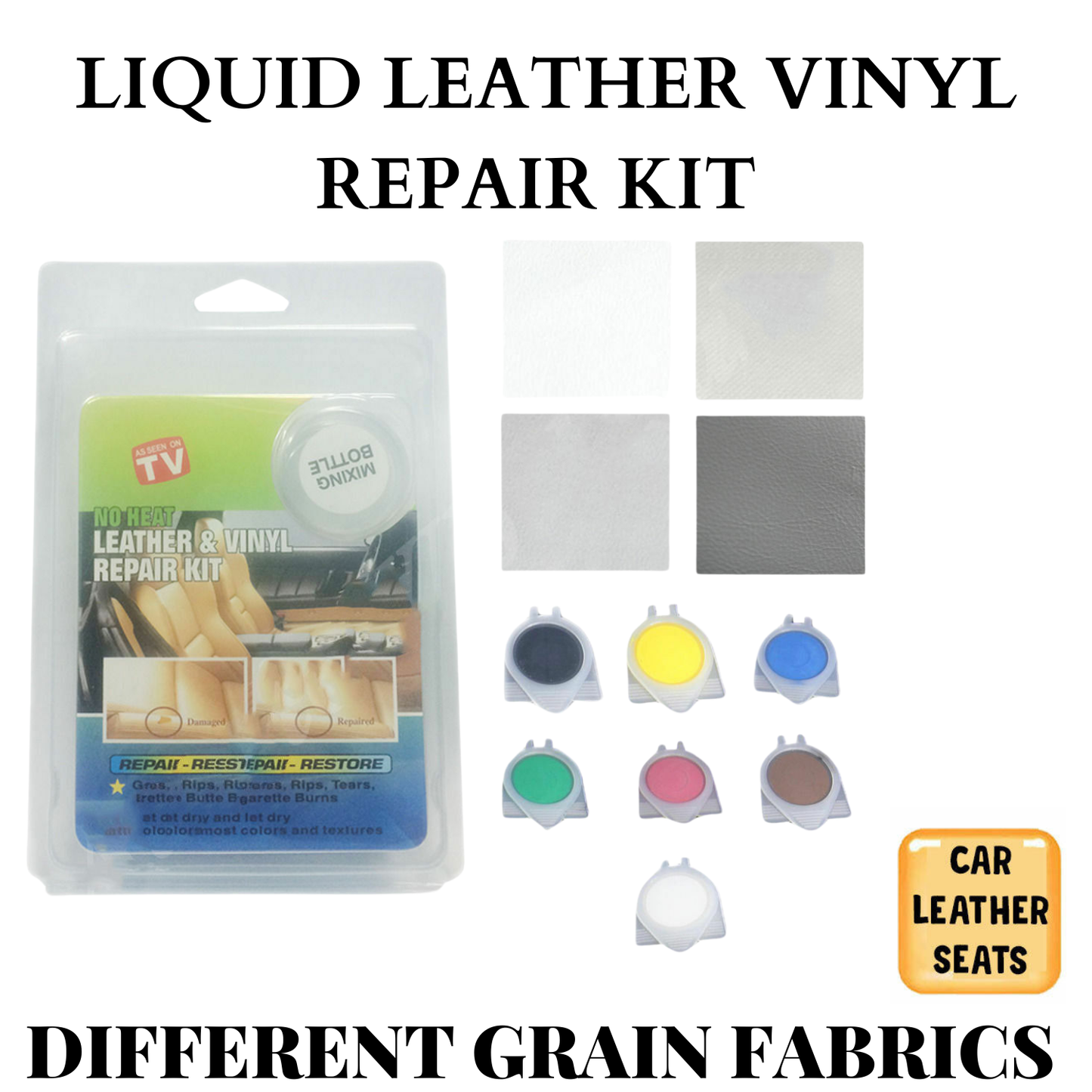 Kasa Diy No Heat Liquid Leather & Vinyl Repair Kit Mixing Spatula Filler Fabric