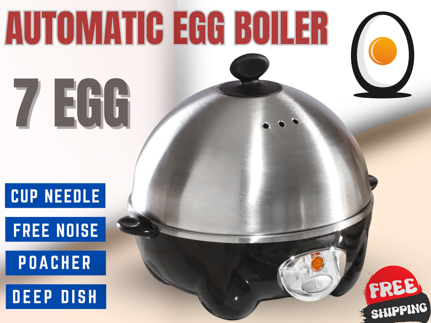 Kasa Egg Boiler 7 Eggs Fully Automatic Electric Soft Hard 2021 Stainless Steel