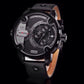 BLACK - BLACK UNISEX QUARTZ WEIDE SPORTS WATCH GENUINE LEATHER 30M WATERPROOF