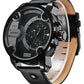 BLACK - BLACK UNISEX QUARTZ WEIDE SPORTS WATCH GENUINE LEATHER 30M WATERPROOF