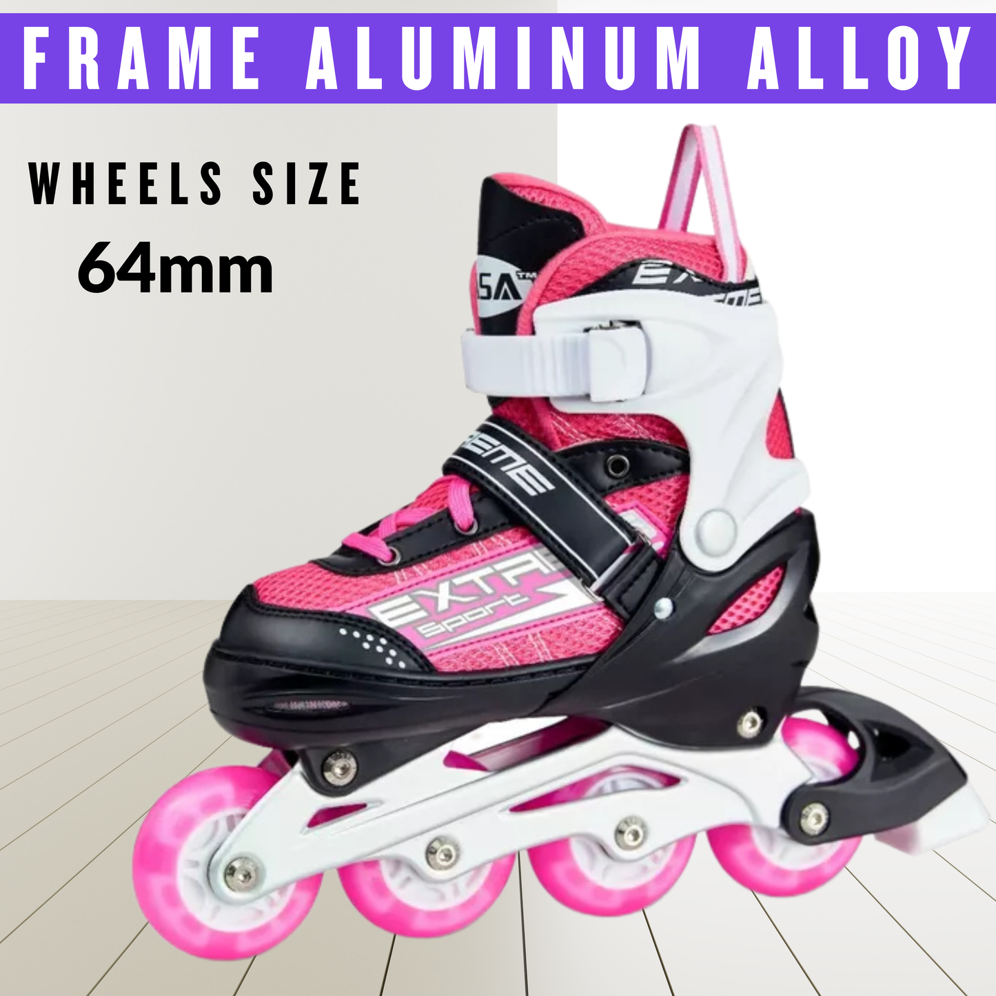 Inline Skate Roller Blades Adjustable Skating Shoes Pink S(EU 29-32)