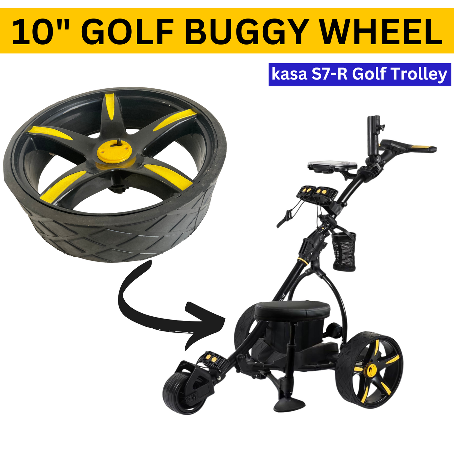 10" Replacement Wheel Golf Buggy Suitable for Kasa Remote Control S7-R Buggy