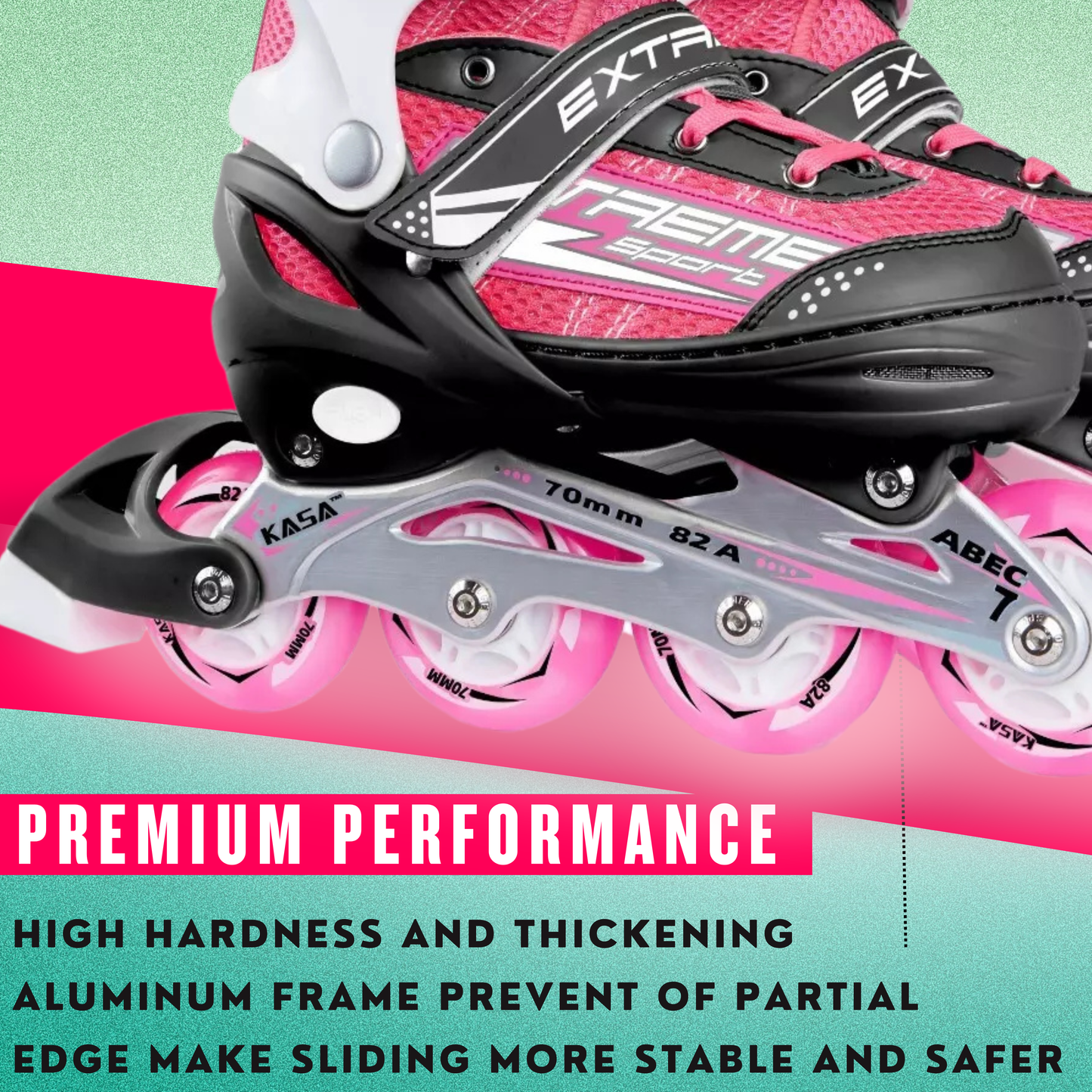 Inline Skate Roller Blades Adjustable Skating Shoes Pink S(EU 29-32)