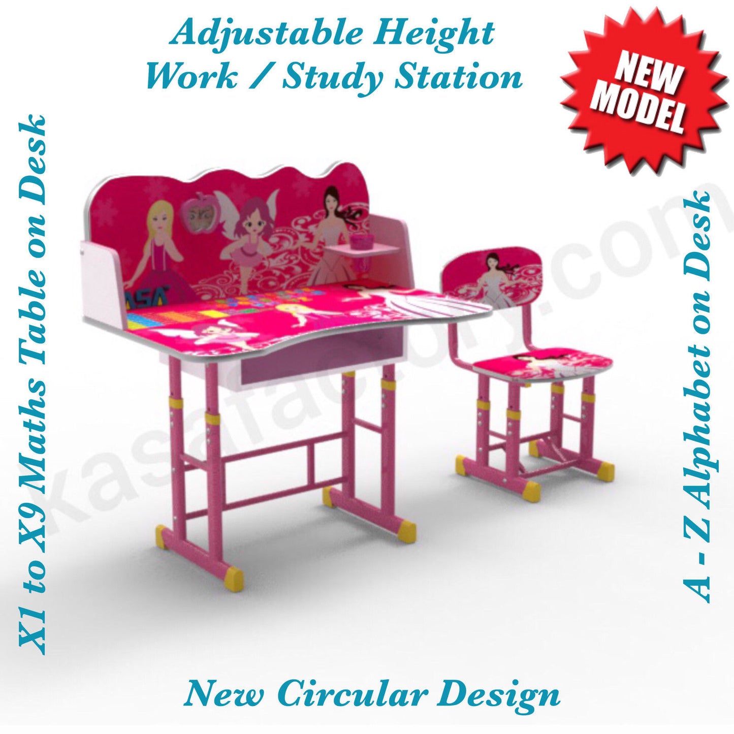 2 PCS Kids Table & Chairs Set Children Activity Play Study Desk Work Learning