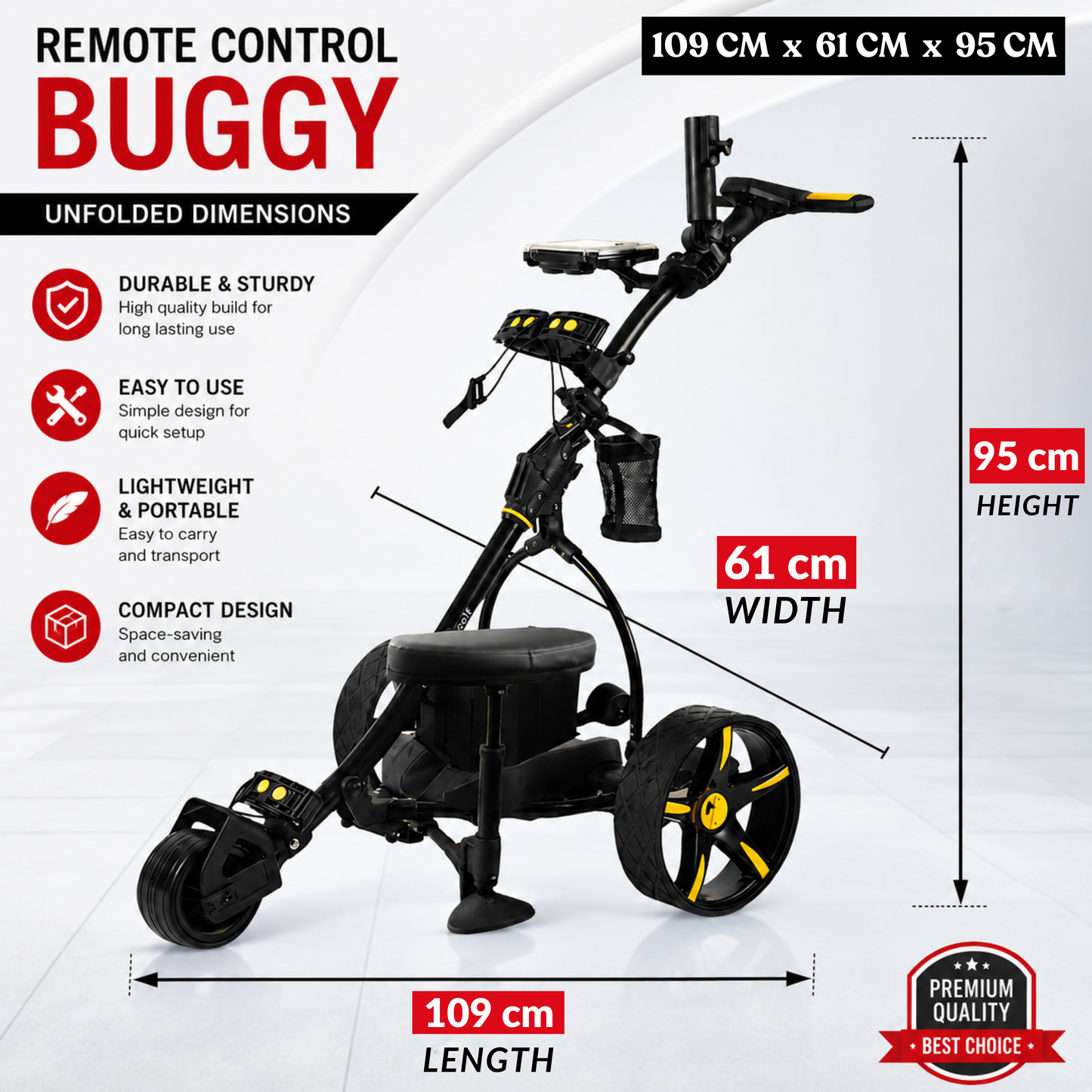KASA Electric Golf Buggy Golf Trolley Motorised 12V 36AH Remote Control Aluminum Foldable 18 Holes Caddy