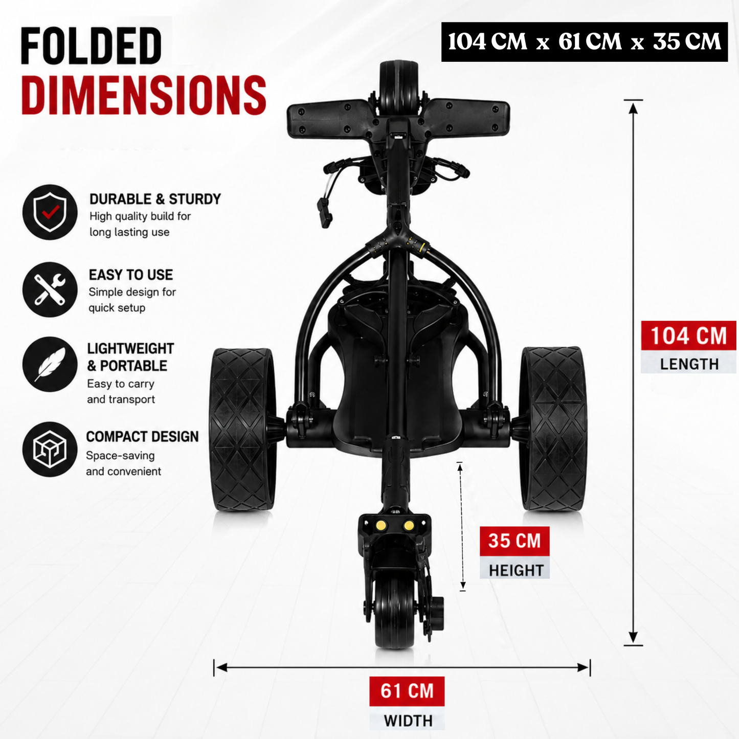 KASA Electric Golf Buggy Golf Trolley Motorised 12V 36AH Remote Control Aluminum Foldable 18 Holes Caddy