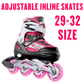 Inline Skate Roller Blades Adjustable Skating Shoes Pink S(EU 29-32)