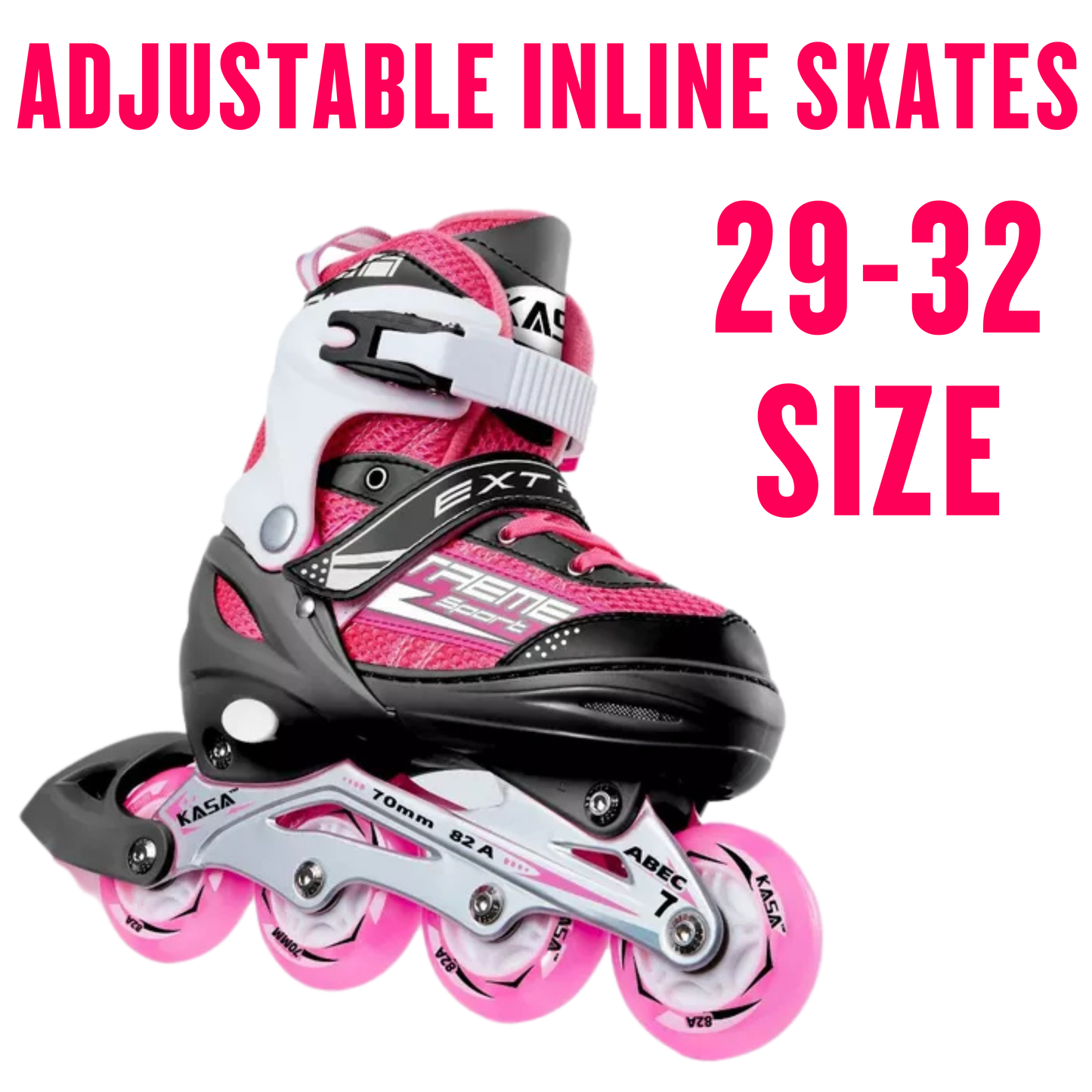 Inline Skate Roller Blades Adjustable Skating Shoes Pink S(EU 29-32)