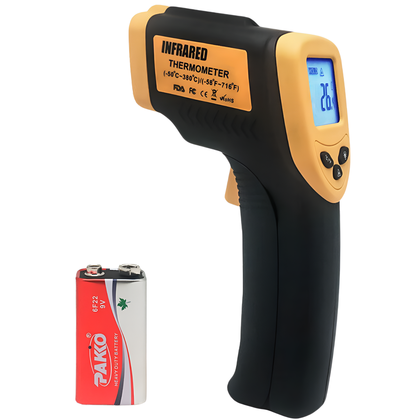KASA Temperature Gun Black / Yellow Digital Laser Infrared Thermometer