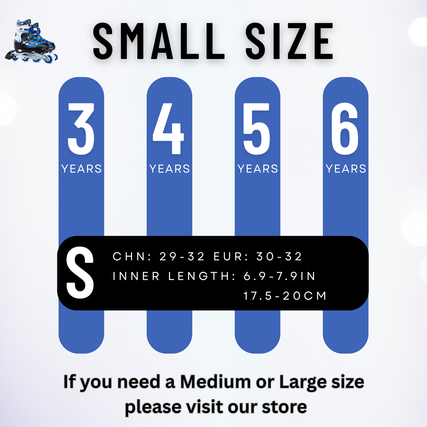 Inline Skate Roller Blades Adjustable Skating Shoes Blue S(29-32)