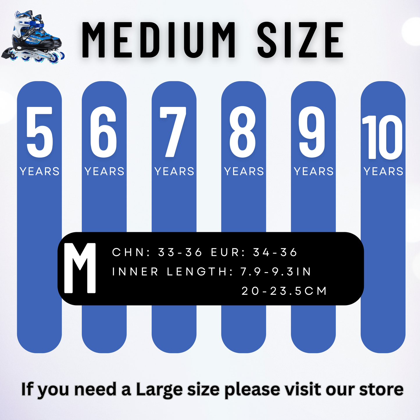 Inline Skate Roller Blades Adjustable Skating Shoes Blue M(EU 33-36)