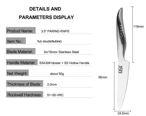 KASA Cooking Kitchen Knives  Stainless Steel Utility 3.5 inch Knives