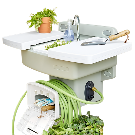 KASA Outdoor Patio Sink Caravan Wall Mounted BBQ Garden Kitchen Camping Fishing BBQ w/ Hose Holder