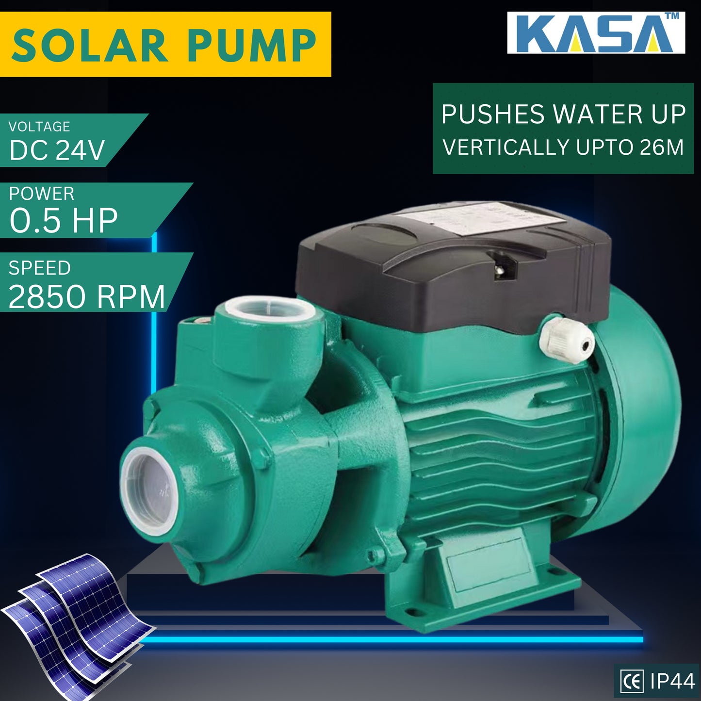 Kasa 24v DC Solar Pressure Water Pump Copper Motor Double Impeller 370W fully variable speed