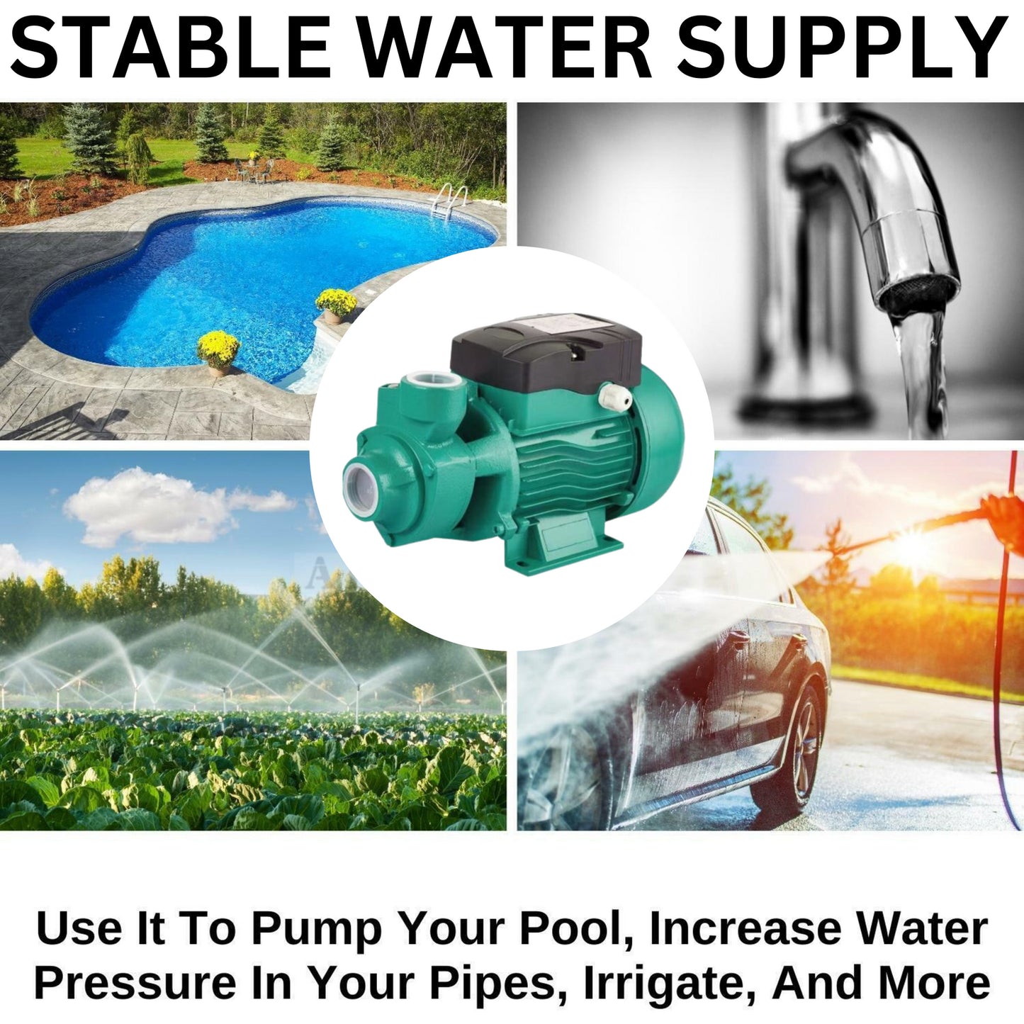 Kasa 24v DC Solar Pressure Water Pump Copper Motor Double Impeller 370W fully variable speed