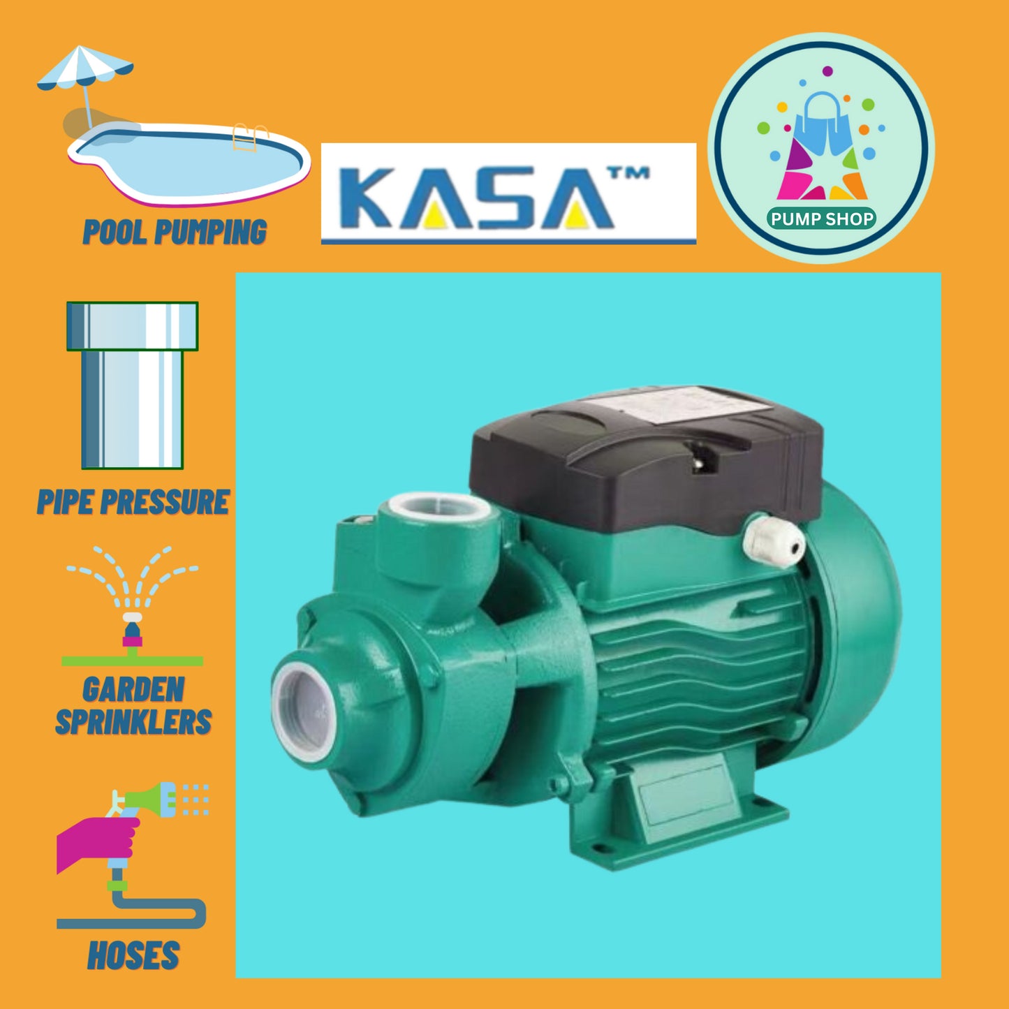Kasa 24v DC Solar Pressure Water Pump Copper Motor Double Impeller 370W fully variable speed