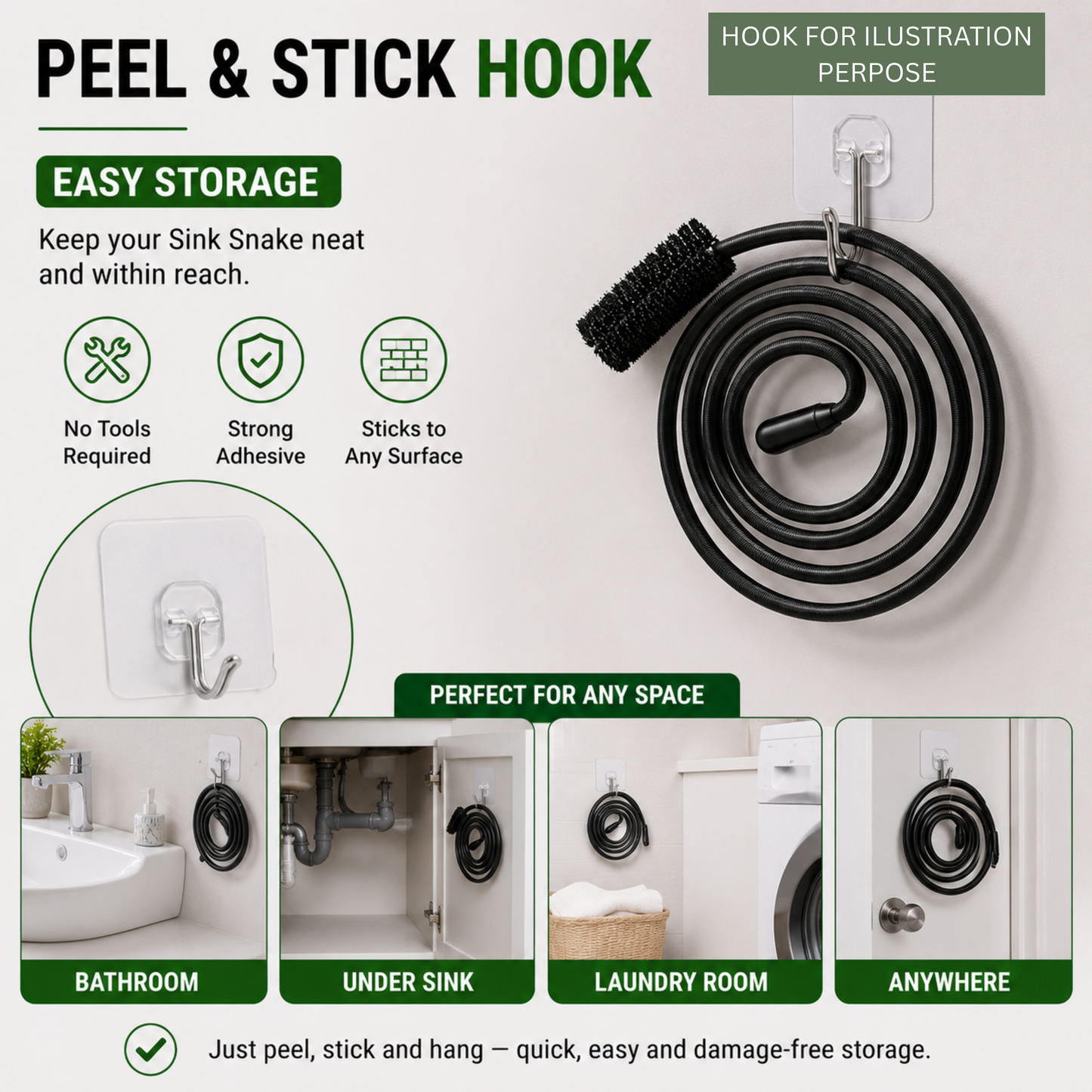 Turbo Snake Unclog Sink Tub Drain Clean Bathroom Hair Remover Kitchen Pipe Tool