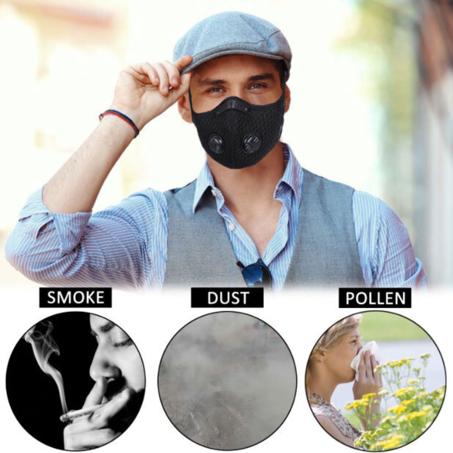 KASA Anti Air Pollution Washable & Reusable Mask Face Dust Safety Cover Unisex