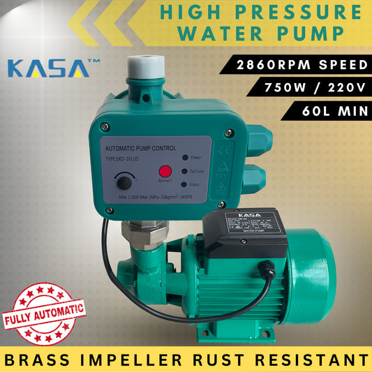 KASA 220V Fully Automatic Electric High Pressure Water Pump Pool Tank Garden Pump Car Wash Pump Irrigation With Controller