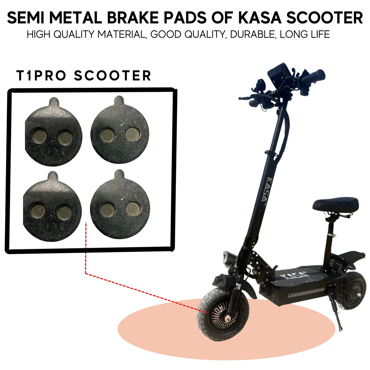 2 Pair Brake Pads Replacement For Kasa T1PRO Electric Scooter Front & Rear Wheel Disc Brake 4 Pads