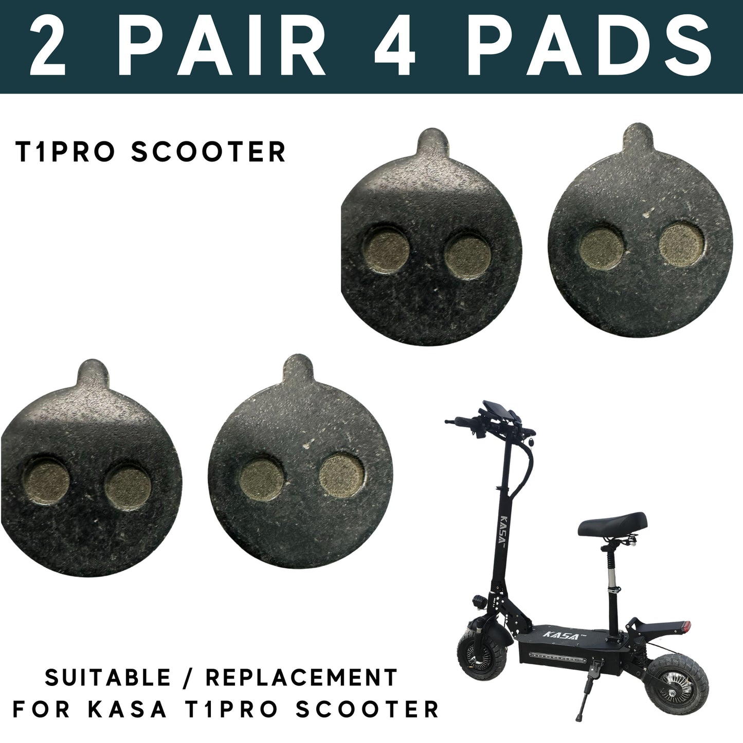 2 Pair Brake Pads Replacement For Kasa T1PRO Electric Scooter Front & Rear Wheel Disc Brake 4 Pads