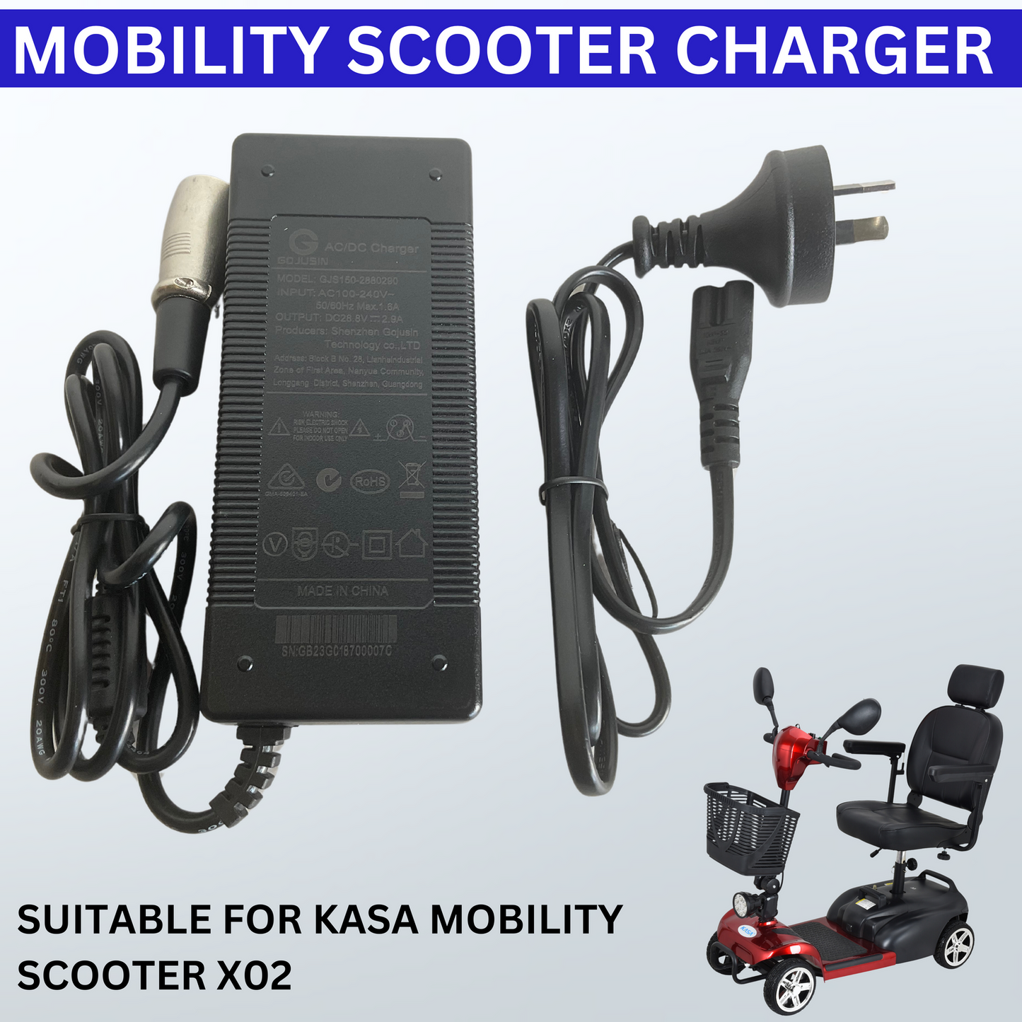 24V 2A Replacement Battery Charger For Kasa Electric Mobility Scooter X02