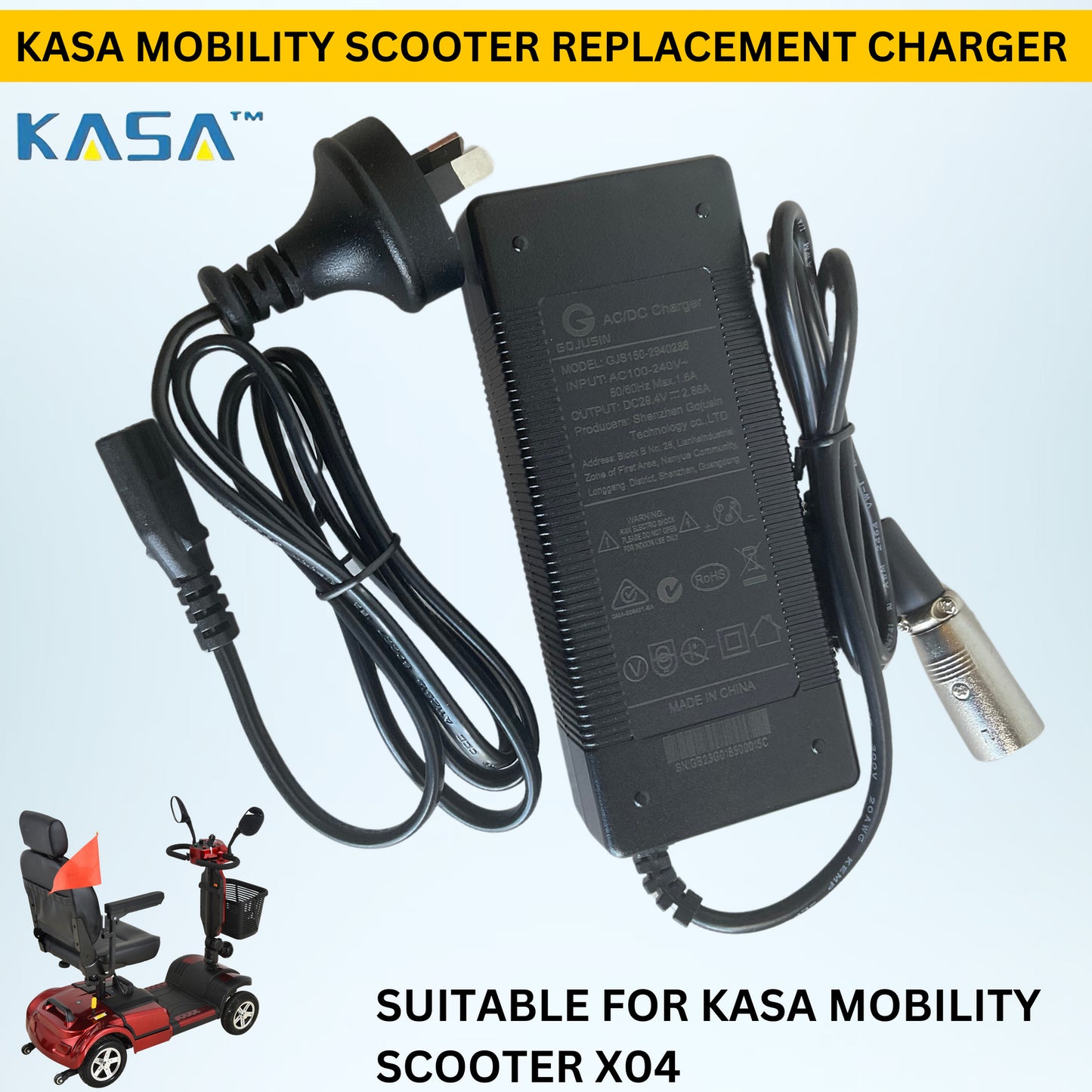 24V 2A Replacement Battery Charger For Kasa Electric Mobility Scooter X04