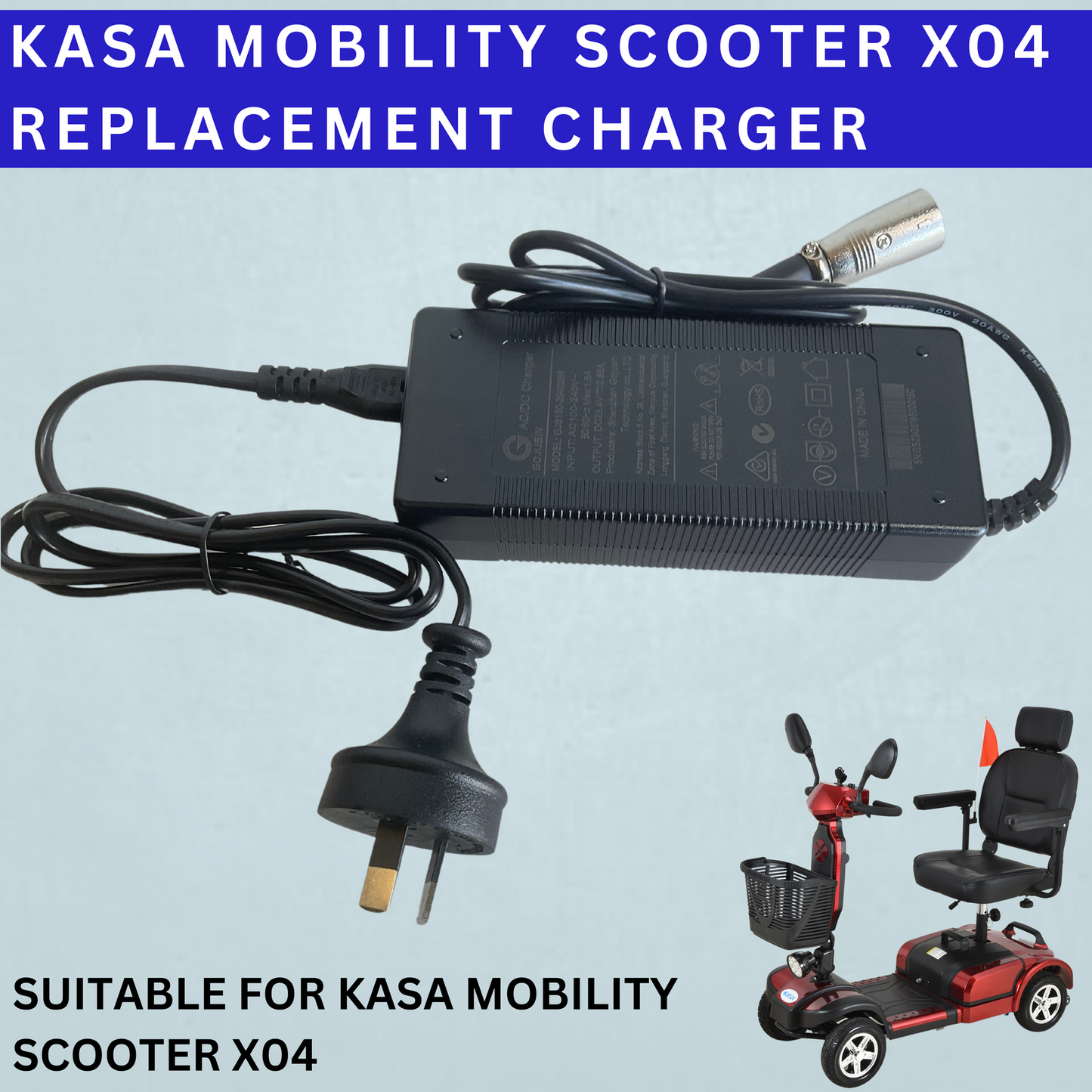 24V 2A Replacement Battery Charger For Kasa Electric Mobility Scooter X04