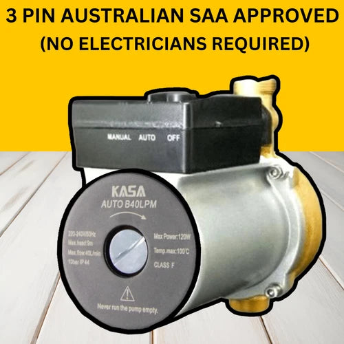 KASA Auto Brass Hotwater Heater Booster Pump Steel Gravity Fed System Caravans