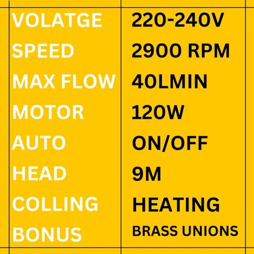 KASA Auto Brass Hotwater Heater Booster Pump Steel Gravity Fed System Caravans