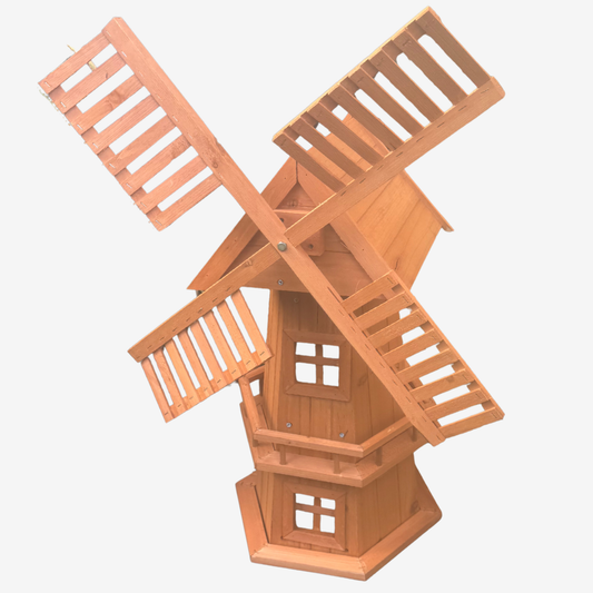 NEW 90CM WOODEN WINDMILL GARDEN ORNAMENT PLANT HOLDER OUTDOOR STATUE BIRD HOUSE!