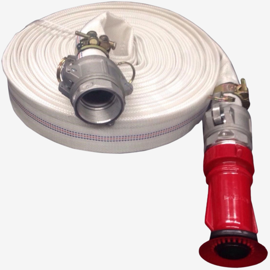 KASA FIRE FIGHTING HOSE 30m 1.5" Fire Nozzle Lay Flat CAMLOCK ADJUSTABLE NOZZLE