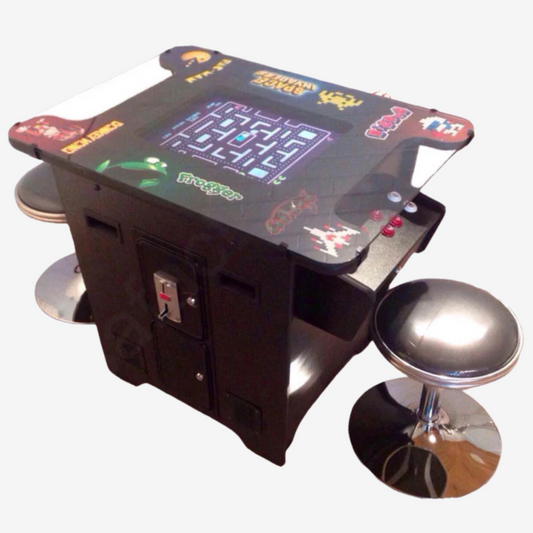 Tabletop Cocktail Arcade Machine Samsung Display 412 Games With 2 Luxury Stools
