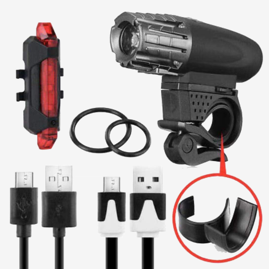 KASA USB Rechargeable Bike Light Rainproof Tactical Safety Riding Bike Light Set Waterproof  Cycle Front Back Headlight