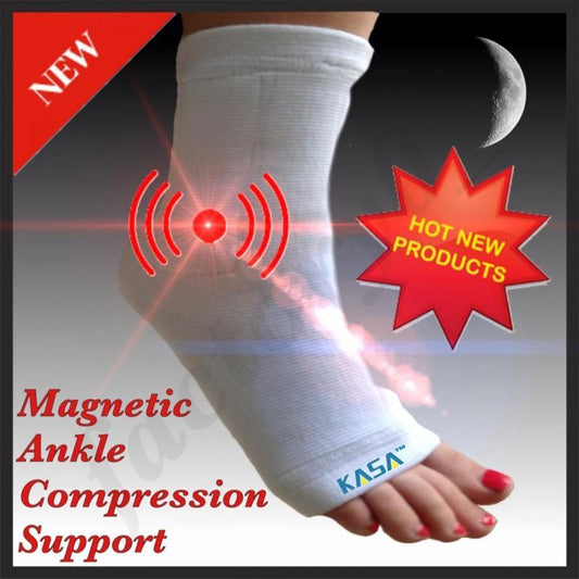 Magnetic Ankle & Heel Support Joint Recovery Sore Pain Therapy Sock Colour-White