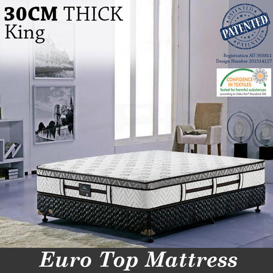 King Size Foam Mattress Pocket Spring Euro Latex Top 6 Turns 30 cm Thick Dream