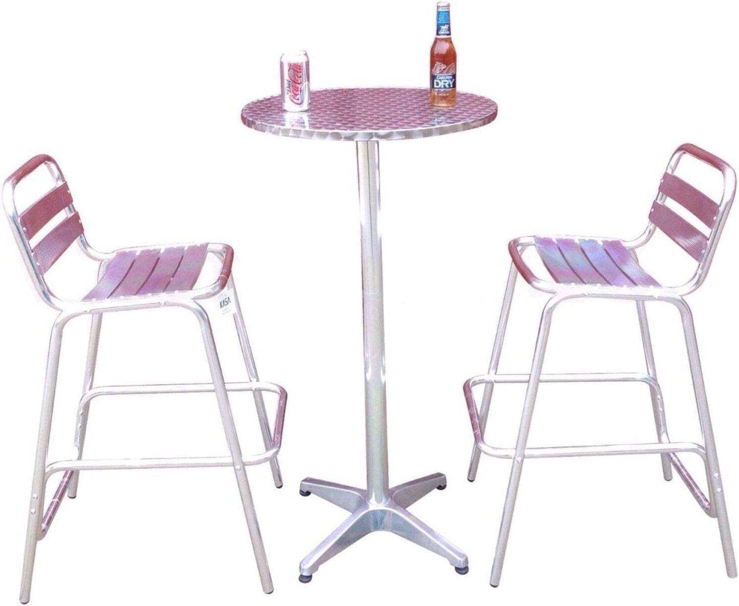 Kasa Bar 3 Pcs Table and Bar Chairs Set Aluminium Outdoor Cafe Restaurant Pub Commercial