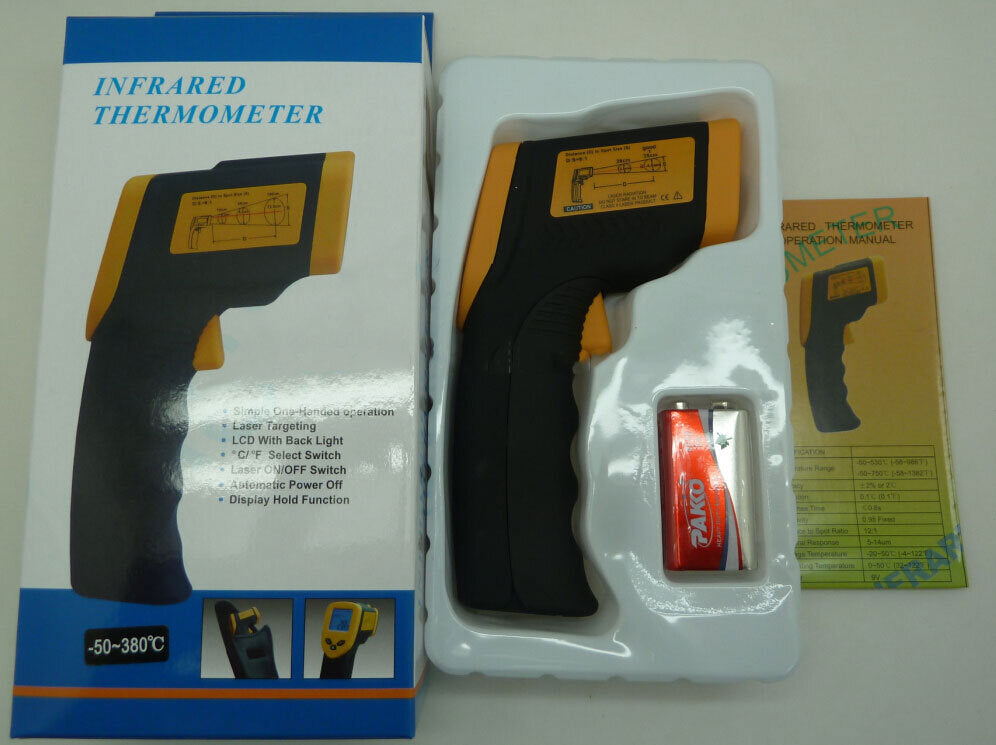 KASA Temperature Gun Black / Yellow Digital Laser Infrared Thermometer