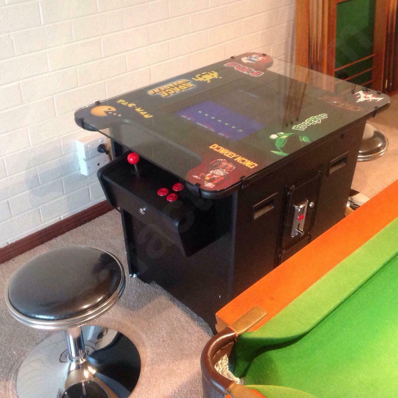 Tabletop Cocktail Arcade Machine Samsung Display 412 Games With 2 Luxury Stools