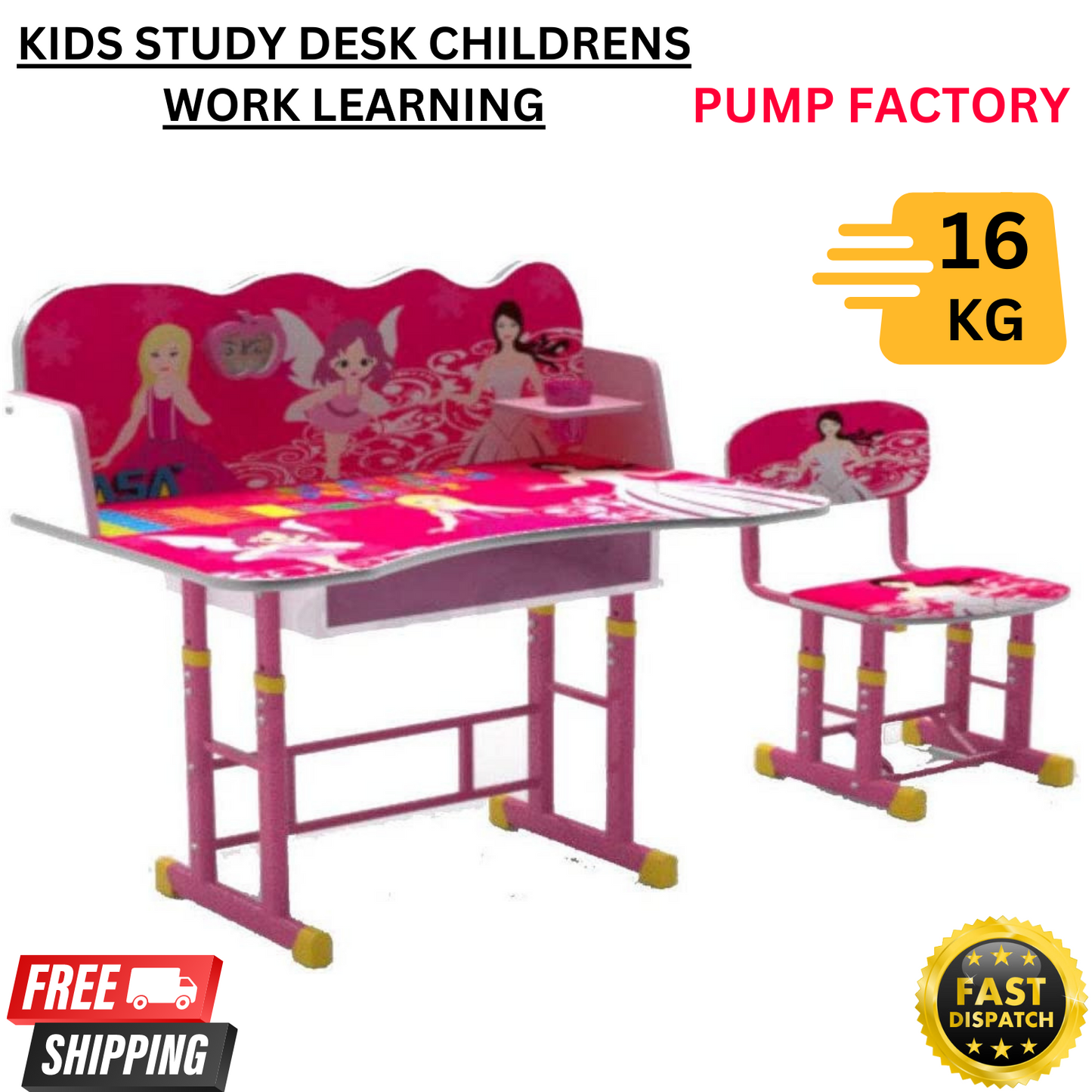 2 PCS Kids Table & Chairs Set Children Activity Play Study Desk Work Learning