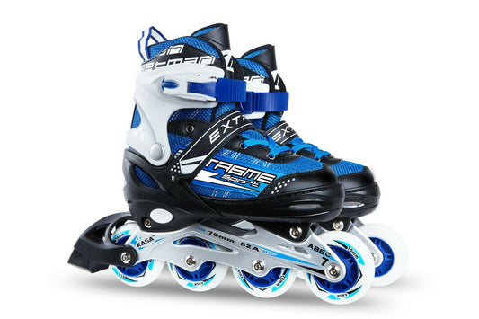 Inline Skate Roller Blades Adjustable Skating Shoes Blue S(29-32)